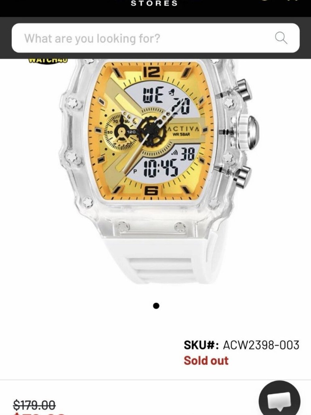 $179 Activa X Invicta Mens White Gold 44.3mm Anlog Digital Chronograph Watch NIB - Picture 6 of 11